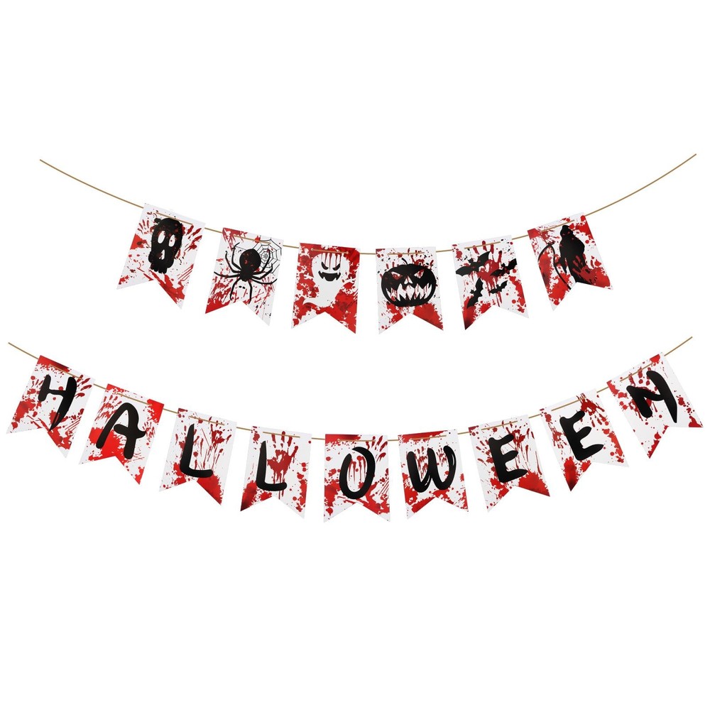 Halloween Banner Decorations Hanging Backdrop Garland For Indoor Outdoor Red …