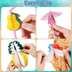 200 Pcs Aloha Luau Party Decorations Set, Hawaiian Tropical Summer Beach Party S