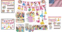 Disney Princess Birthday Decorations Party Supplies Set 88PCS Cups Plates Nap…