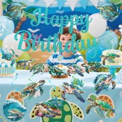 Sea Turtle Banner with Garland Hanging Swirls, Turtle Decorations for Ocean T…