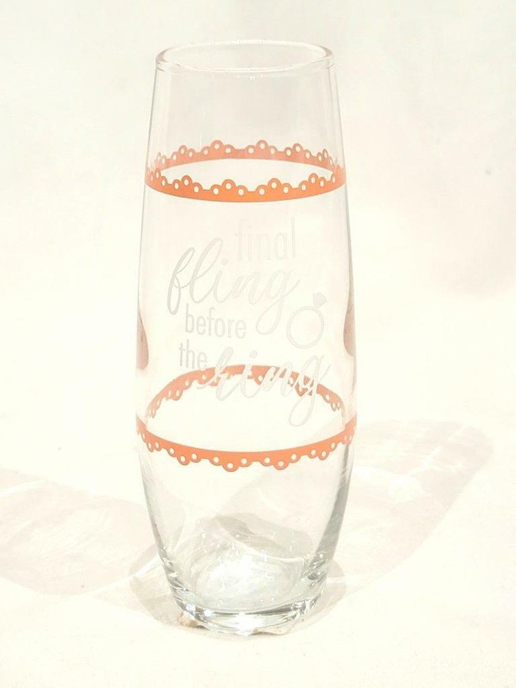 New Final Fling Before The Ring Bachlorette Party Stemless Wine Glass Or Vase