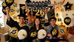 Graduation Party Decorations 2026–Black Gold Grad Banner, Class of Backdrop, Bal