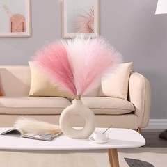 Serwalin Pampas Grass Pink Decor 17.7 17 Inch 6 Pcs, A Blush & Cream &