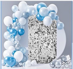 12 Pcs Silver Shimmer Wall Backdrop Panels Square Sequin Party Decoration 3×4 Ft
