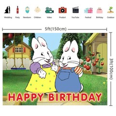 Max and Ruby Birthday Party Supplies Backdrop Banner Vinyl 5x3ft Birthday Gift
