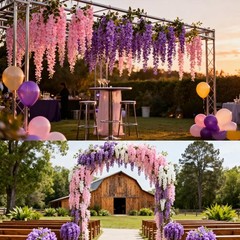 12 Pack Artificial Wisteria Vine Hanging Flowers Silk Floral Garland, 3.4 ft …