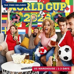 CCINEE 2026 World Cup Soccer Party Backdrop Decorations, 71×43 Inch World Flags