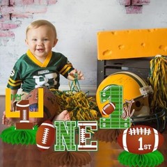 Football First Year Down Honeycomb Centerpieces 12Pcs Football 1st Table Cent…