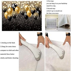Black Gold Balloon Backdrop for Birthday, Wedding, Prom – 8x6FT Glitter Bokeh De