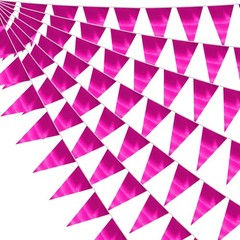 130FT Rose red Triangle Pennant Banner Flag Metallic Fabric Bunting Garland f…