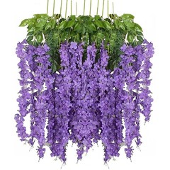 12 Pack Artificial Wisteria Vine Hanging Flowers Silk Floral Garland, 3.4 ft …
