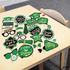 , 2026 Graduation Photo Booth Props – Glitter, Pack of 30 | Black and Green G…