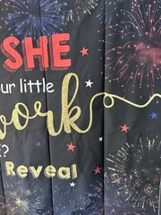 FIREWORK~ gender reveal hanging backdrop~7ftx5ft~black~red White Blue~July 4th