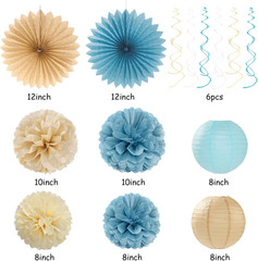 Light-Dusty Blue Beige-Champagne Baby-Shower Party-Decorations – 31Pcs Welcome H