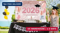 Pink Graduation Decorations Class of 2026, Pink Rose Gold Graduation Backdrop, C