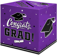 Purple Class of 2026 Graduation Card Box Holder Congrats Grad Party Favor Decor