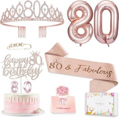 80th Birthday Gifts Decorations for Women, Including 80 year old Birthday Cake T