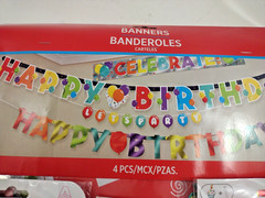 Colorful Birthday Banner 4 PCs Confetti, Unicorn Balloon, Cupcake Balloon