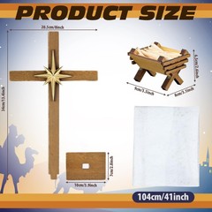 3 Pcs Christmas Cross Table Decorations Christian Wooden Jesus Holy Cross Sta…