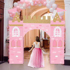 13 Pcs Princess Party Decorations Pink Princess Cardboard Castle Playhouse Large