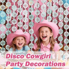 4 PCS Disco Party Decorations 2 Silver Fringe Curtains 2 Candy Pink Backdrops