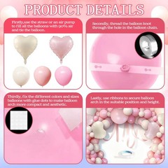 126PCS Pink White Balloon Arch Kit, Different Sizes 18 10 5 Inch Pink White S…