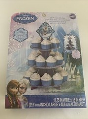New Disney Frozen Cupcake Stand Wilton 3 Tier Holder w/ Anna Elsa Olaf Holds 24