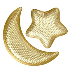 2 Pcs Hammered Star and Moon Fruit Plate Dessert Tray for Ramadan