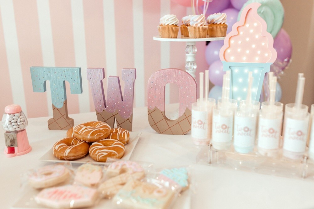 Two Sweet Birthday Party Decorations, Donut Decoration, Baby Second 2nd