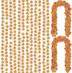 12Pcs Autumn Fall Leaf Garland, Hanging Fall Vines Maple Garland Artificial 96ft