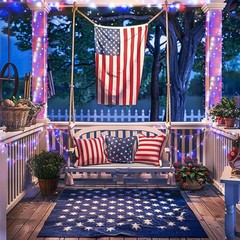 Memory & Timer Function – Red White Blue Memorial Day Lights