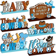 6 Pcs Cowboy Baby Shower Decorations Wooden Western Centerpieces for Tables w…