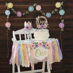 Ereniko Wildflower First Birthday Decorations 1st High Chair Banner Flower Ca…