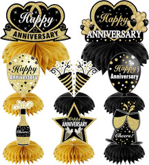 8Pcs Happy Wedding Anniversary Decorations Table Honeycomb Centerpieces Anniv…