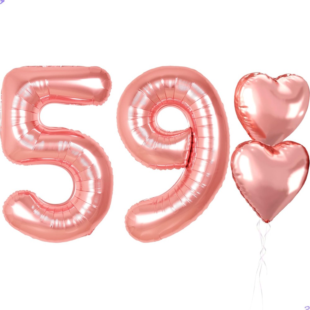40 inch Rose Gold Balloons for , Number 59 95 Balloon Happy Decorations for R…