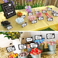 Graduation Candy Buffet Signs & Decorations – Black & White Congrats Grad Banner