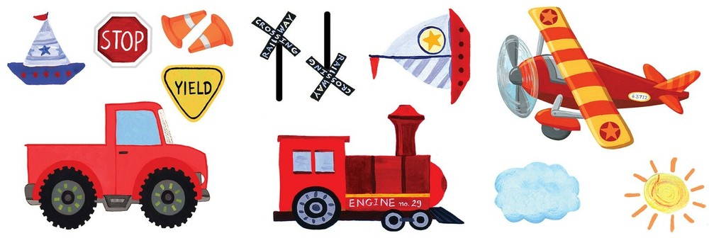 Assorted Cutouts Birthday Party Decor Supply On the Go Airplane Train Truck Boat