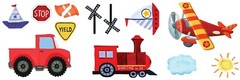 Assorted Cutouts Birthday Party Decor Supply On the Go Airplane Train Truck Boat
