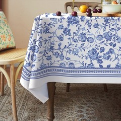 Virtumob 60×102 Blue Floral Rustic French Country Rectangle Tablecloth