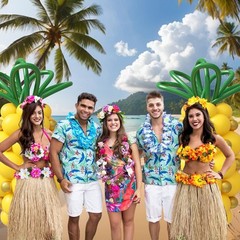 140pcs Pineapple Balloon with Metallic Gold Dark Green Yellow Long Balloons f…