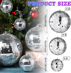 WILLBOND 17 Pack Large Christmas Disco Ball Hanging Disco Ball (6, 4, & 2″)