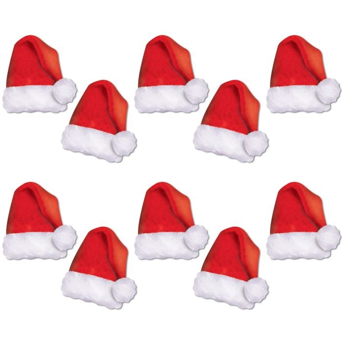 Beistle 5″ Mini Santa Hat Cutouts 10-Pack