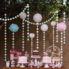 52 ft Pastel Party Decorations Easter Garlands Hanging Pink Blue Green Circle…