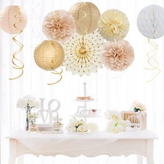 Beige-Champagne Gold White-Peach Boho Party-Decorations – 20pcs Neutral Baby …