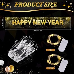 Large Happy New Year Yard Sign with LED Lights for Christmas Decorations – 11…