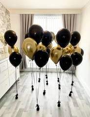 Adeyoo Black and Gold Balloons – 50PCS Graduation Balloons 12 Inch Metallic G…