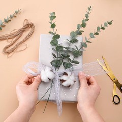 CEWOR 24pcs Eucalyptus Stems Artificial Leaves 24 pcs, Grey Green