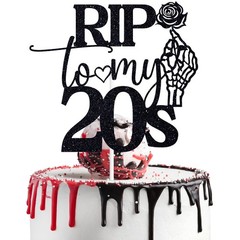 Black Glitter Rip To My 20s Cake Topper 30th Birthday Party Decor Supplies