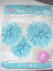 Fluffy Blue Paper Hanging Decorations 3 In Package 16 Inches It’s A Boy Idea NEW