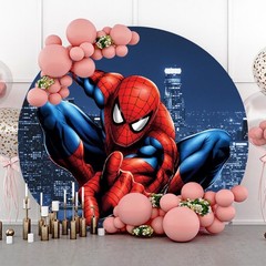 Spiderman Round Backdrop Cover Birthday Party Custom Circle Photo Background